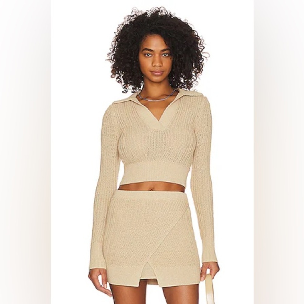 L’Academie Tazia Knit Skirt in Beige $168 Size XS - Picture 2 of 7